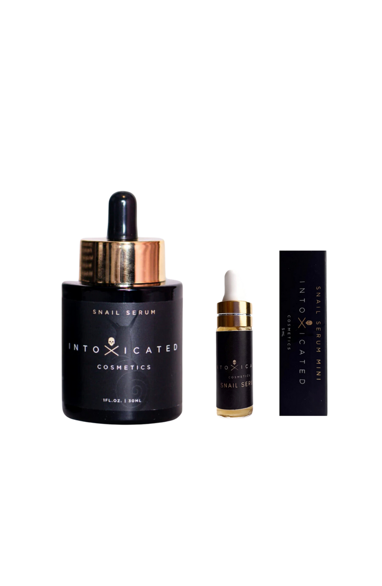 Intoxicated Cosmetics Snail Serum + Mini Snail Serum | Full Size 1 fl oz/ 30 ml & Travel Size 0.17oz/5ml |Hydrating & Anti-Aging Skincare Treatment with Vegan Snail Venom Peptide & Vegan Snail Mucin, Main, color, NO COLOR