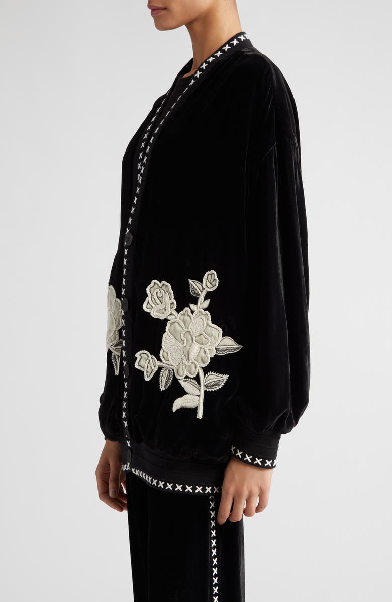 Golden Goose Gisellse Floral Embroidery Appliqué Velvet Jacket, Alternate, color, 