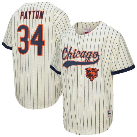 Men's Mitchell & Ness Walter Payton Cream Chicago Bears Name & Number Mesh Button-Up Baseball Jersey