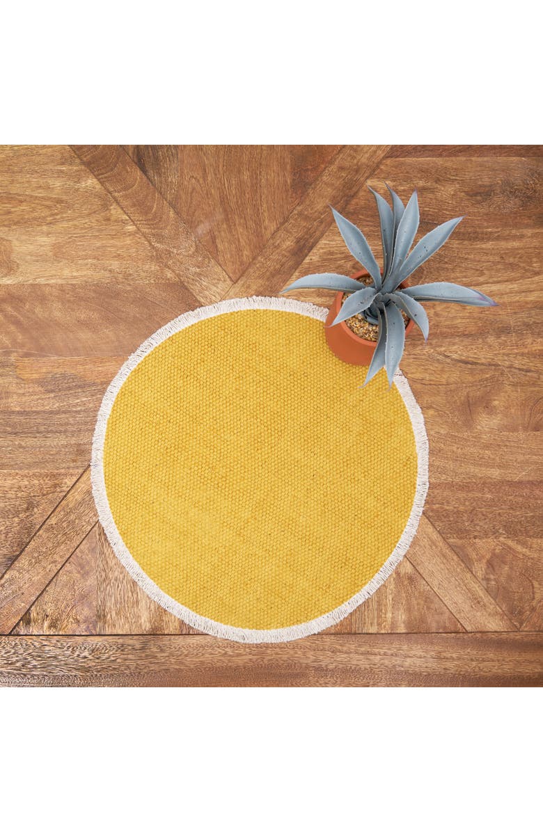 C&F Home Fringed Dandelion Round Placemats Set of 6, 15", Alternate, color, Yellow