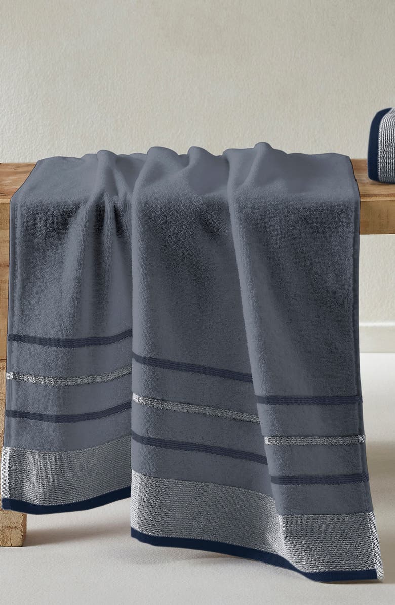 Woven & Weft Decorative 4-Pack Bath Towels, Alternate, color, Chambray Blue / White