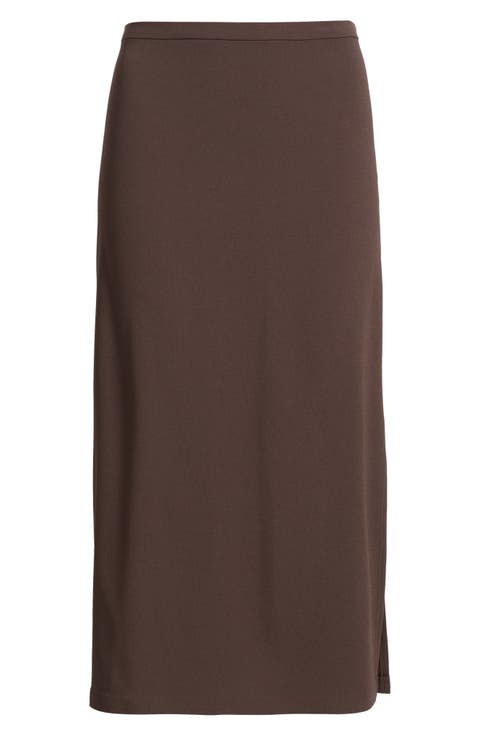 Crepe Midi Pencil Skirt