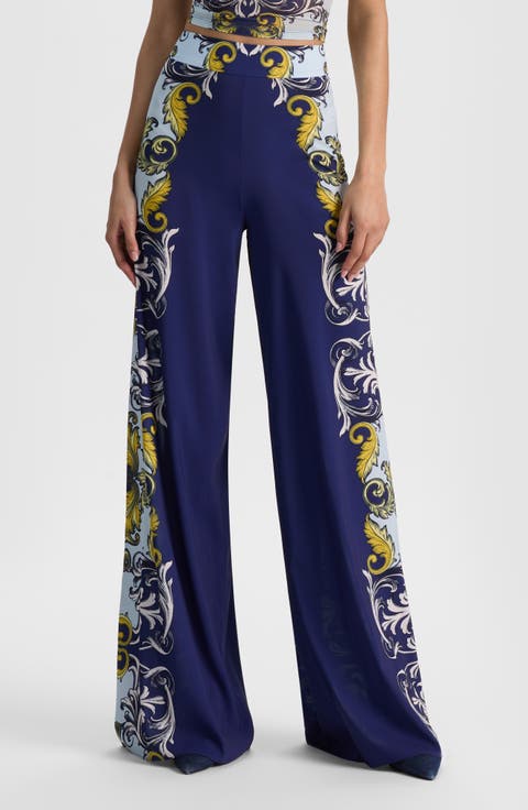 Athena Scarf Print Wide Leg Pants