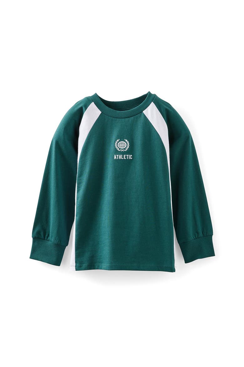 Kid's Moto Panelled Long Sleeve Tee, Main, color, Storm Green Athletic