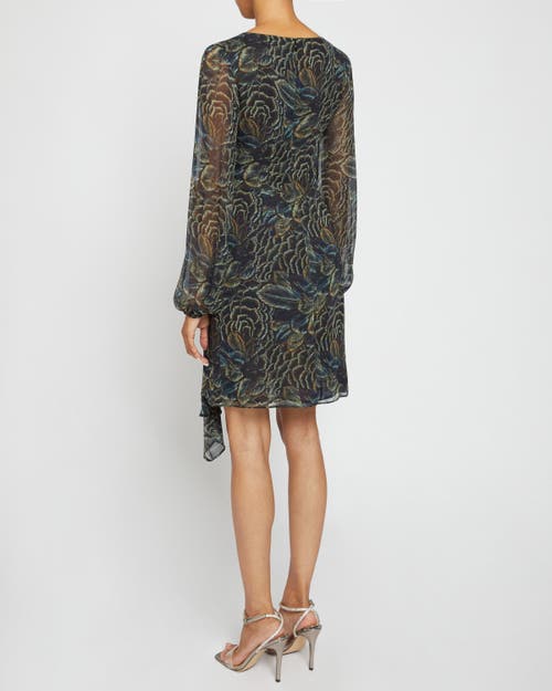 Santorelli Malia Long Sleeve Dress With Side Ruffle Panel In Space Blue