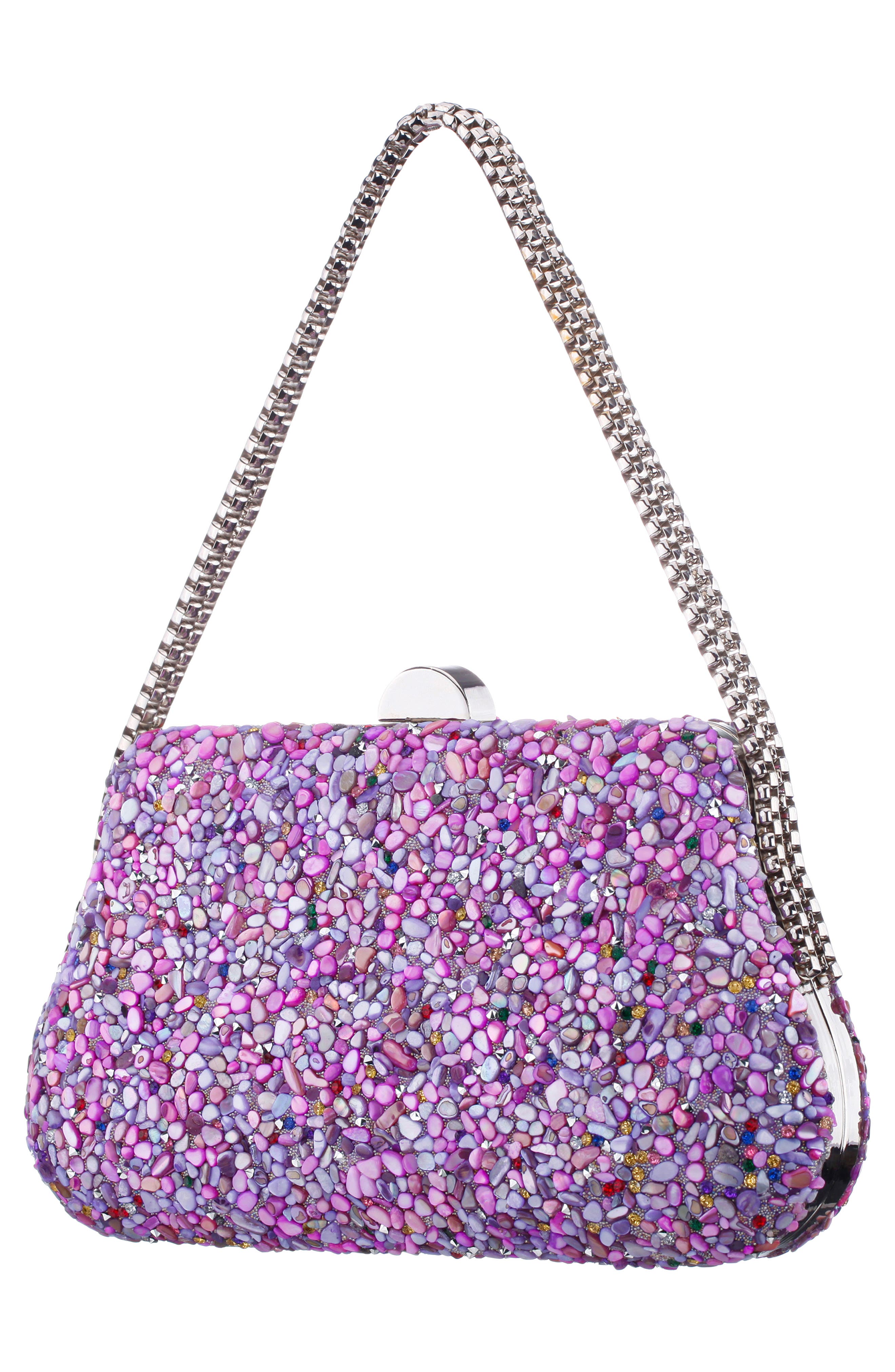Nina Cheer Embellished Clutch, Alternate, color, Lavender Multi