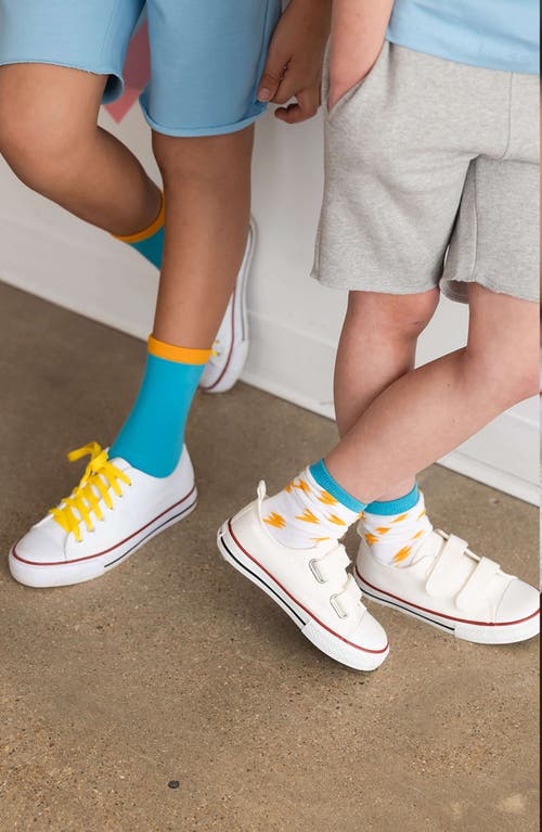 Mightly Kids Organic Cotton Pattern Crew Socks 5-pack In Blue