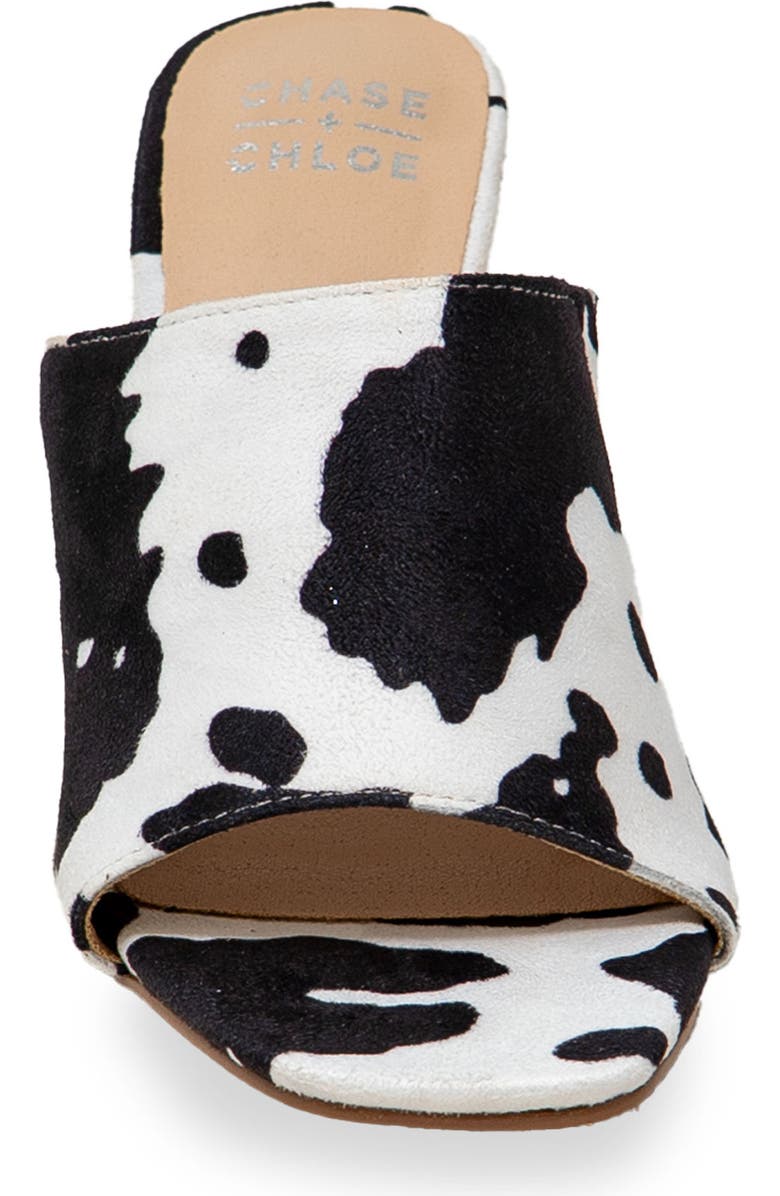 CHASE AND CHLOE Open Toe Mule, Alternate, color, Black/White Cow