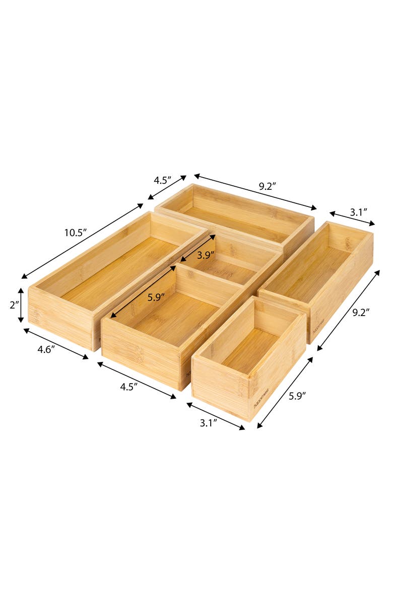 Eldora Handcrafted 5-Piece Multi-Use Individual  Drawer Organizer Boxes, Alternate, color, Natural