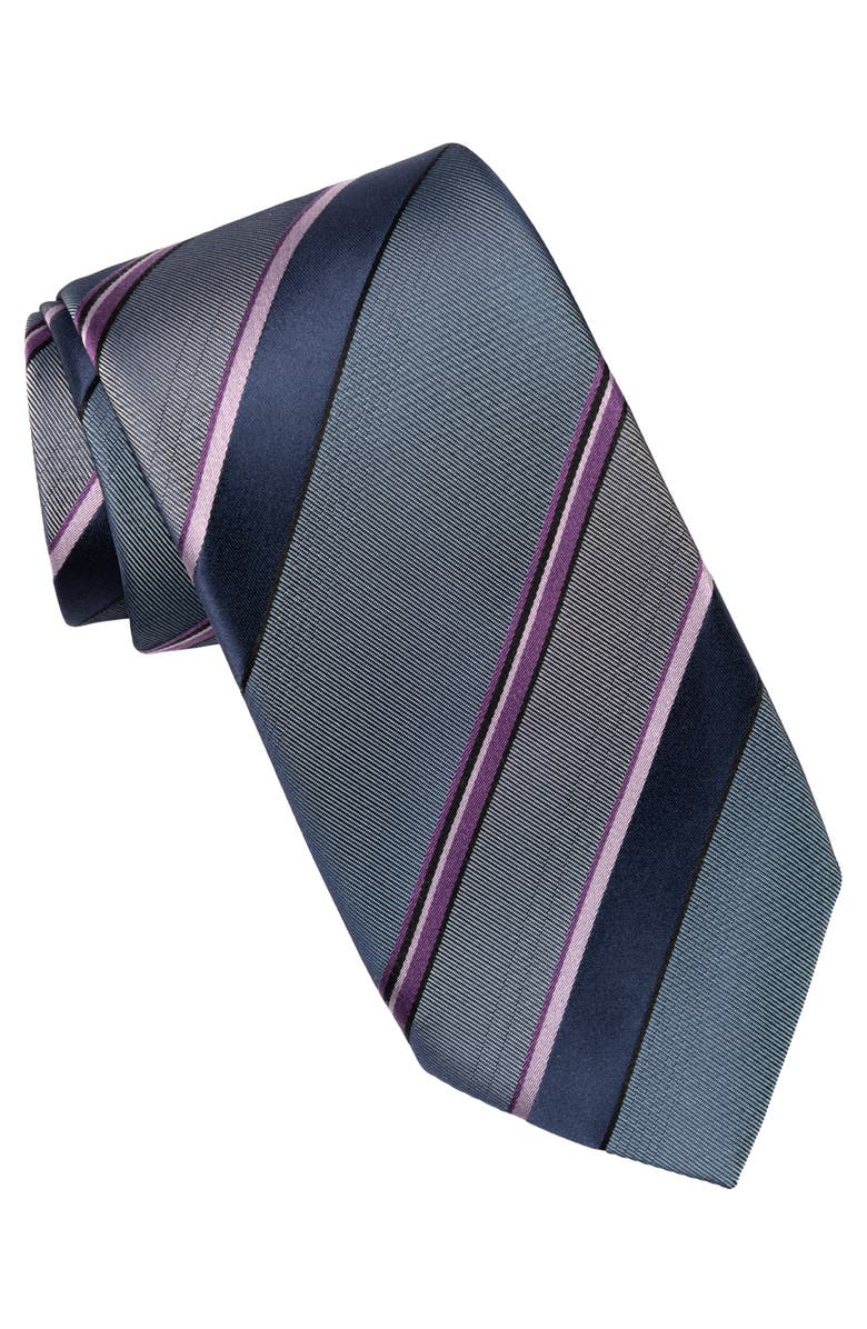 Elizabetta Rufino - Extra Long Silk Jacquard Tie for Men, Main, color, Steel Blue And Lavender