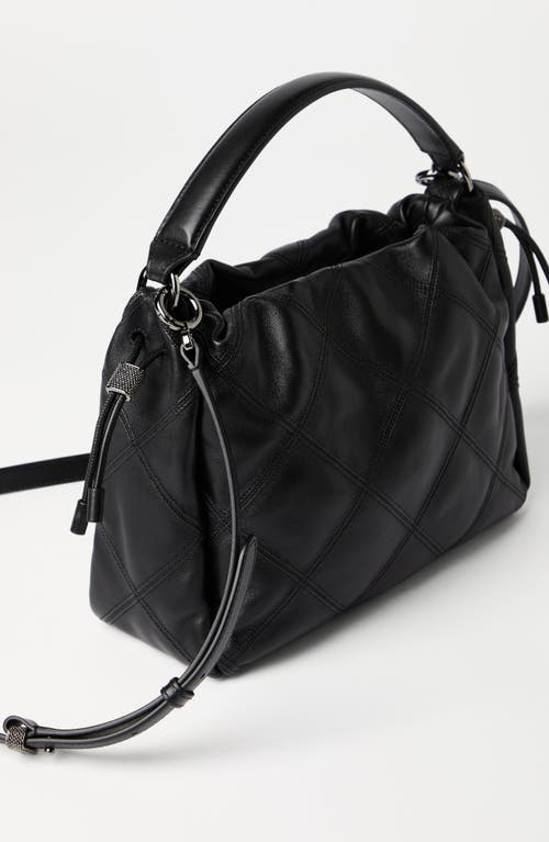 Brunello Cucinelli Small Mellow Quilted Diamond-pattern Tote Bag In Black