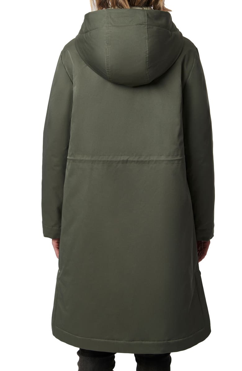 Bernardo Hooded Raincoat with Removable Hooded Bib, Alternate, color, Dusty Olive/ Sage
