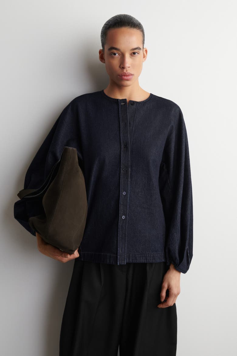 Rounded Denim Top, Main, color, INDIGO