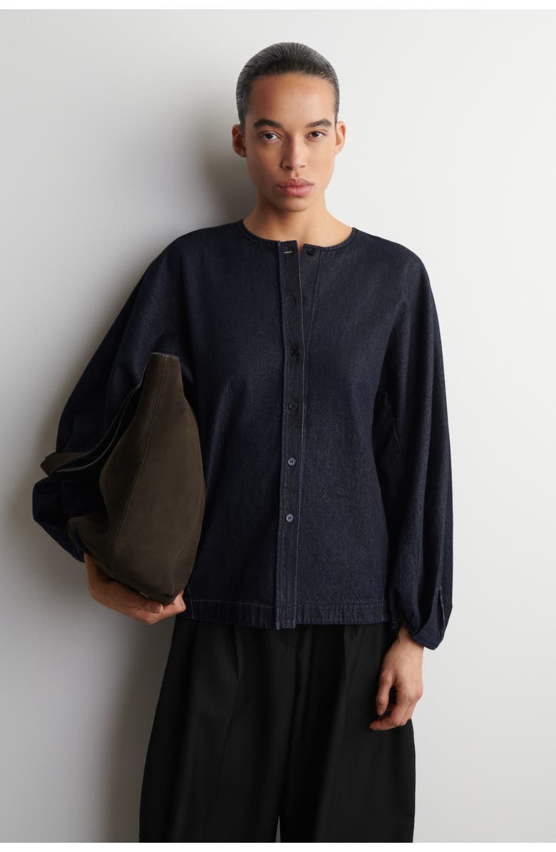 COS Rounded Denim Top, Main, color, Indigo