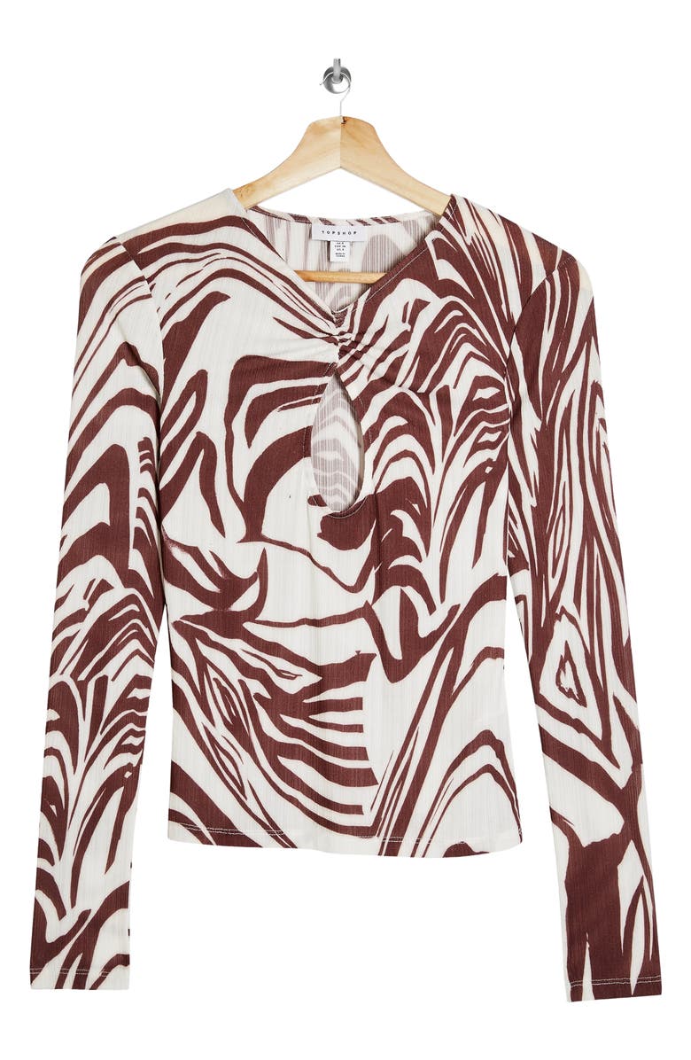 Topshop Swirl Keyhole Top, Alternate, color,