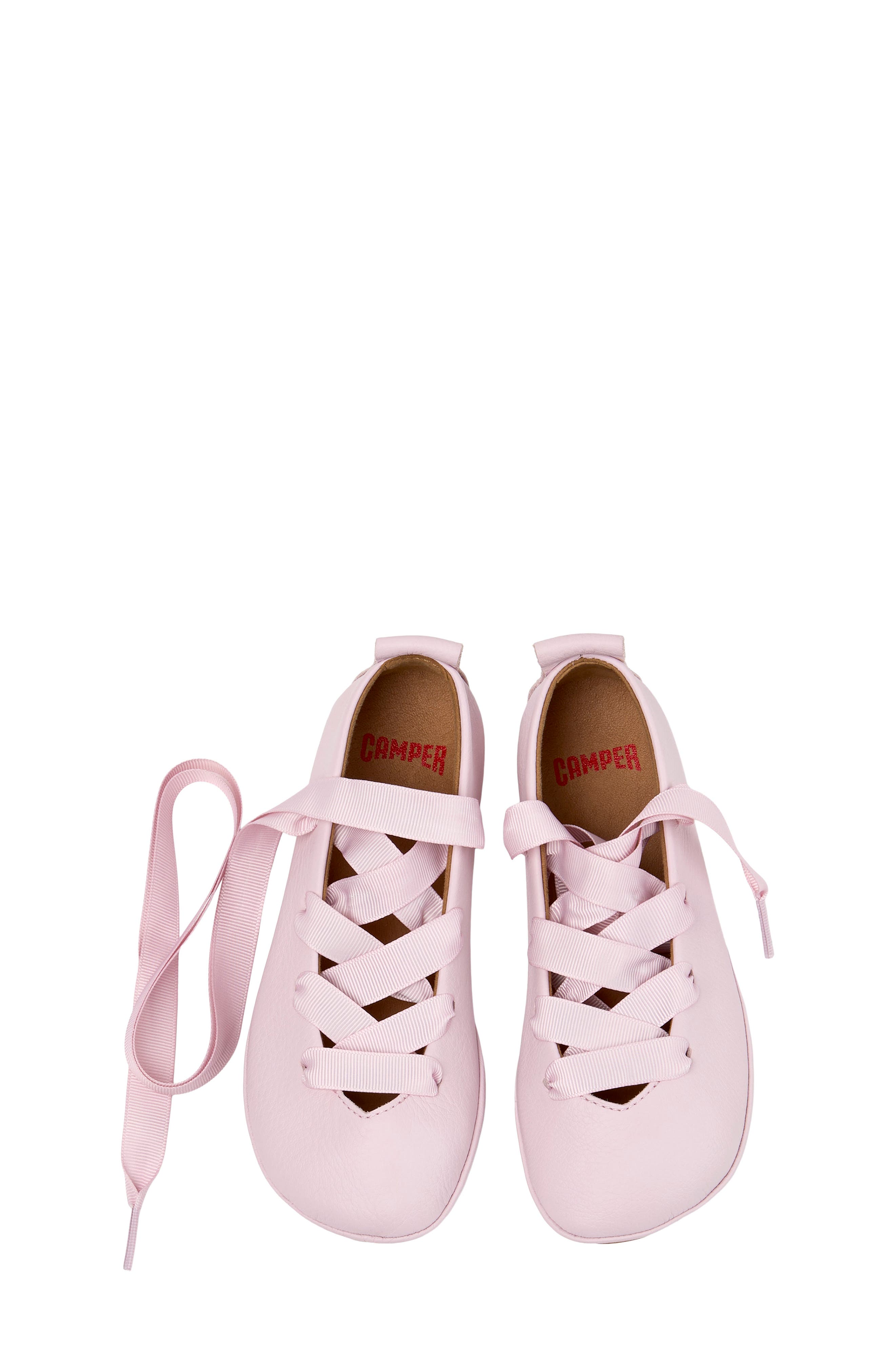Camper Kids' Right Lace-Up Flat, Alternate, color, Pastel Pink