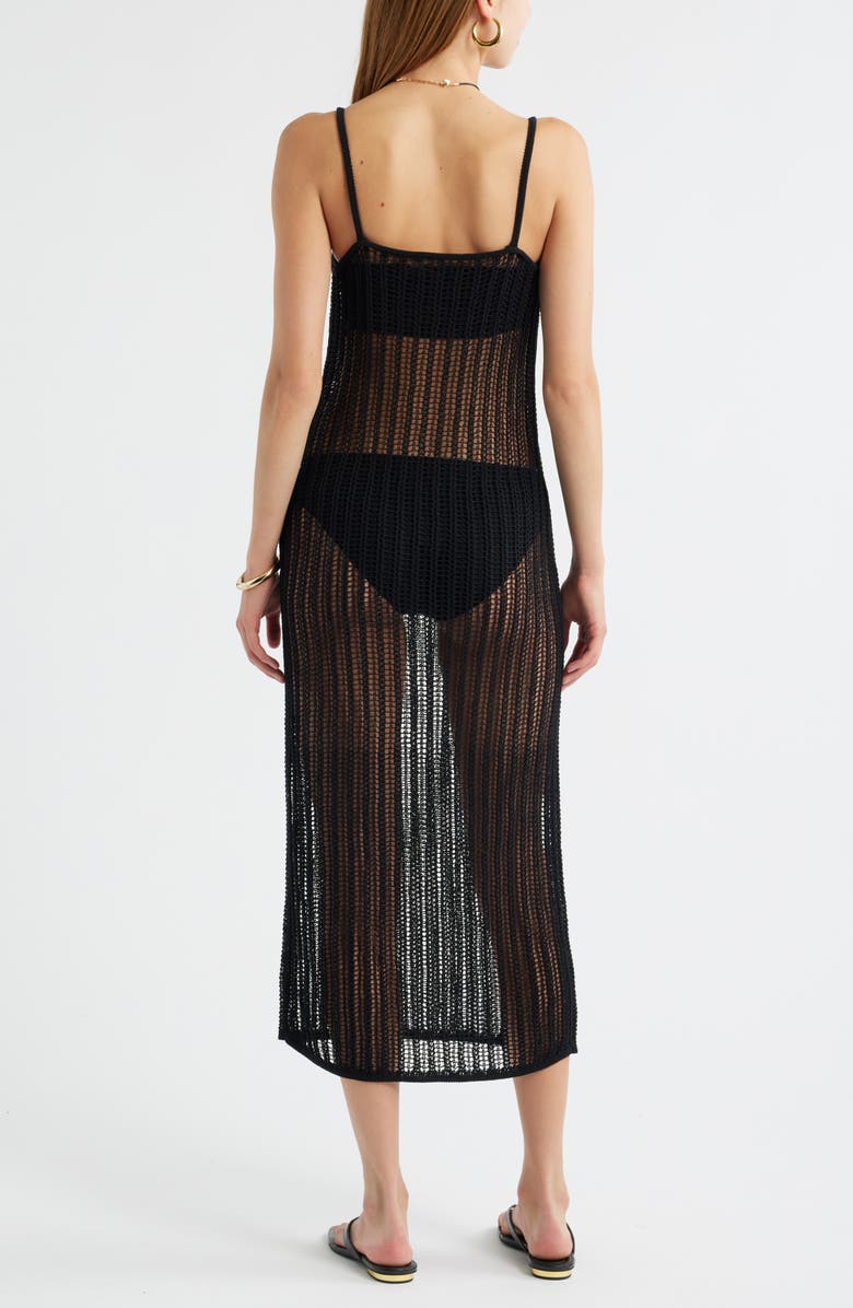 Open Edit Open Stitch Cotton Blend Sweater Dress, Alternate, color, Black