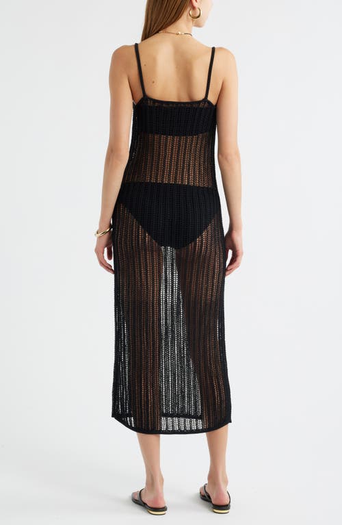 Open Edit Open Stitch Cotton Blend Sweater Dress In Black