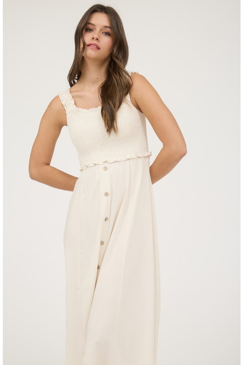 Smocked Midi Sundress, Alternate, color, NATURAL