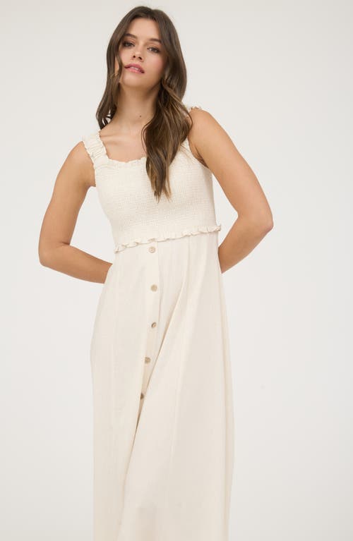 Blu Pepper Smocked Midi Sundress In Neutral