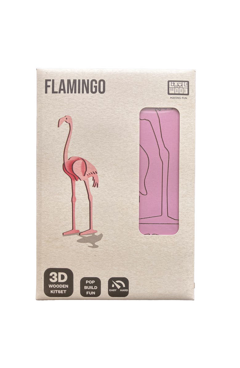 Little & Wood Woodlet Medium Flamingo Pink 3D Wooden Kitset, Alternate, color, Multicolored