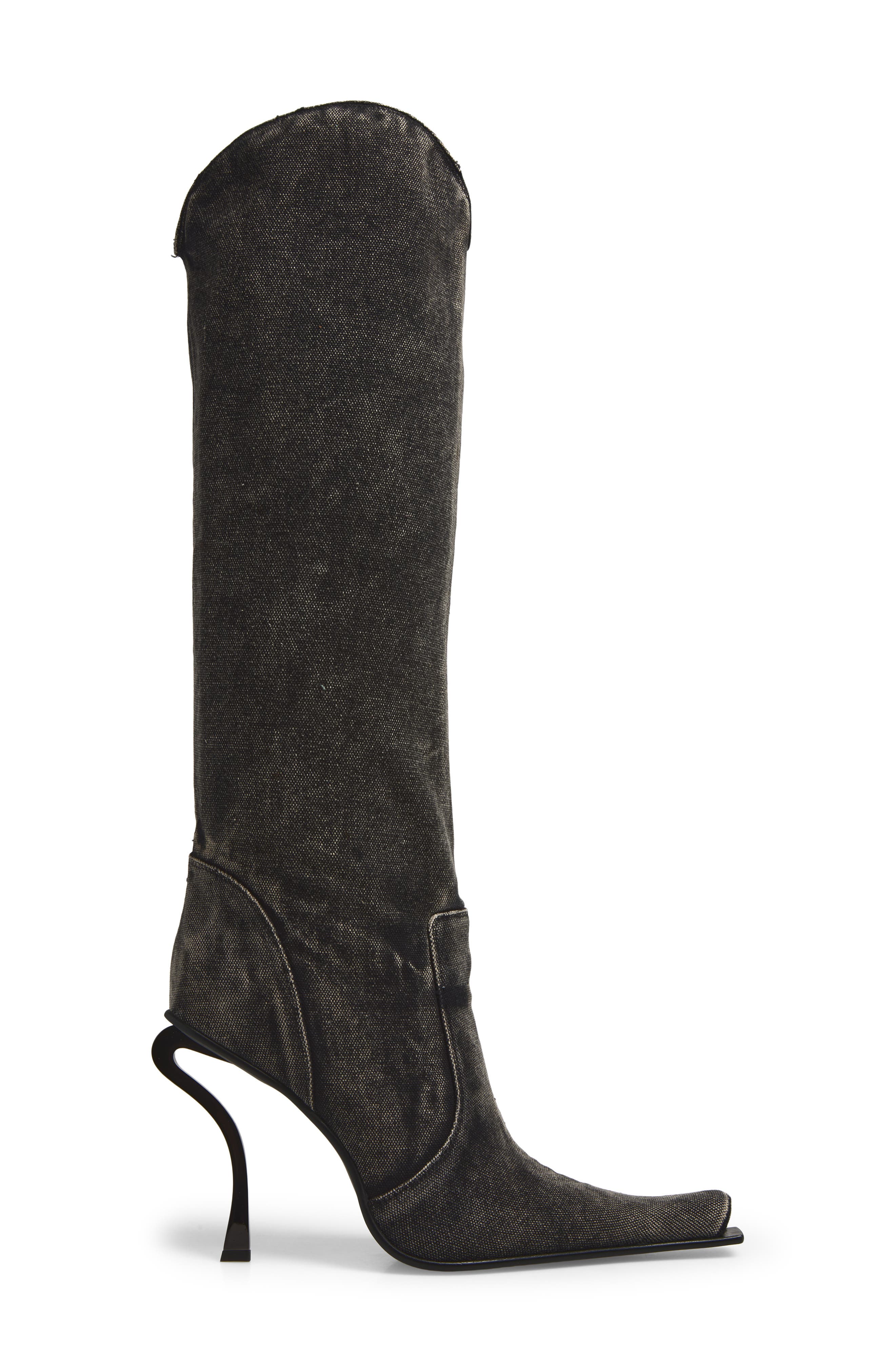 Dulcimer Knee High Boot, Alternate, color, BLACK DENIM