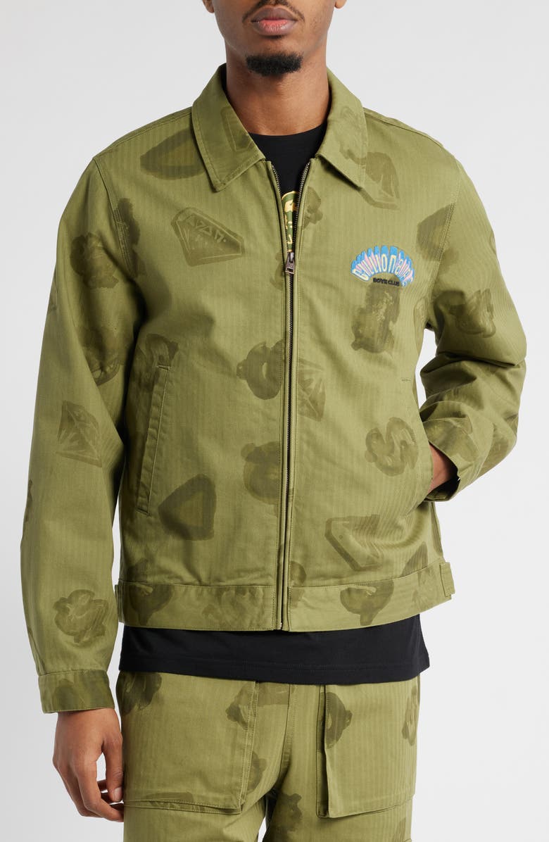Billionaire Boys Club BB Workman Cotton Herringbone Zip Jacket, Alternate, color, Loden Green