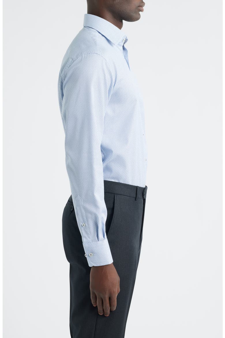 Modern Fit Micropattern Non-Iron Cotton Dobby Dress Shirt, Alternate, color, BLUE