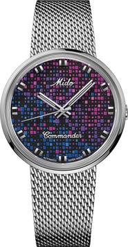 MIDO Commander 1959 Pixel Dial Automatic Mesh Strap Watch, 37mm