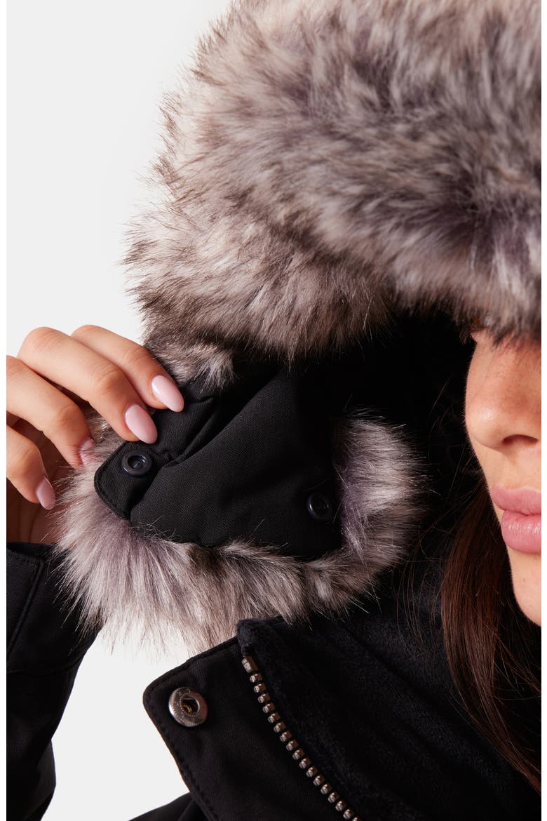 Meade Hooded Snow Jacket with Faux Fur Trim, Alternate, color, BLACK