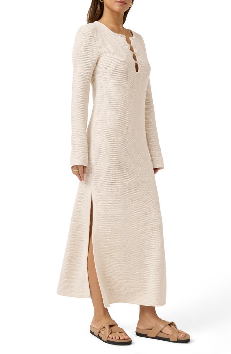 Splendid x @cellajaneblog Long Sleeve Cotton Blend Caftan, Alternate, color, Pearl