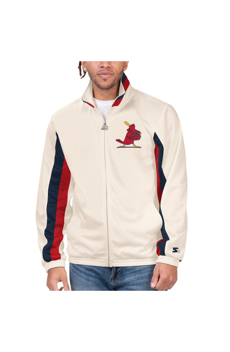 STARTER Men's Starter Cream St. Louis Cardinals Rebound Cooperstown Collection Full-Zip Track Jacket, Alternate, color, Cream