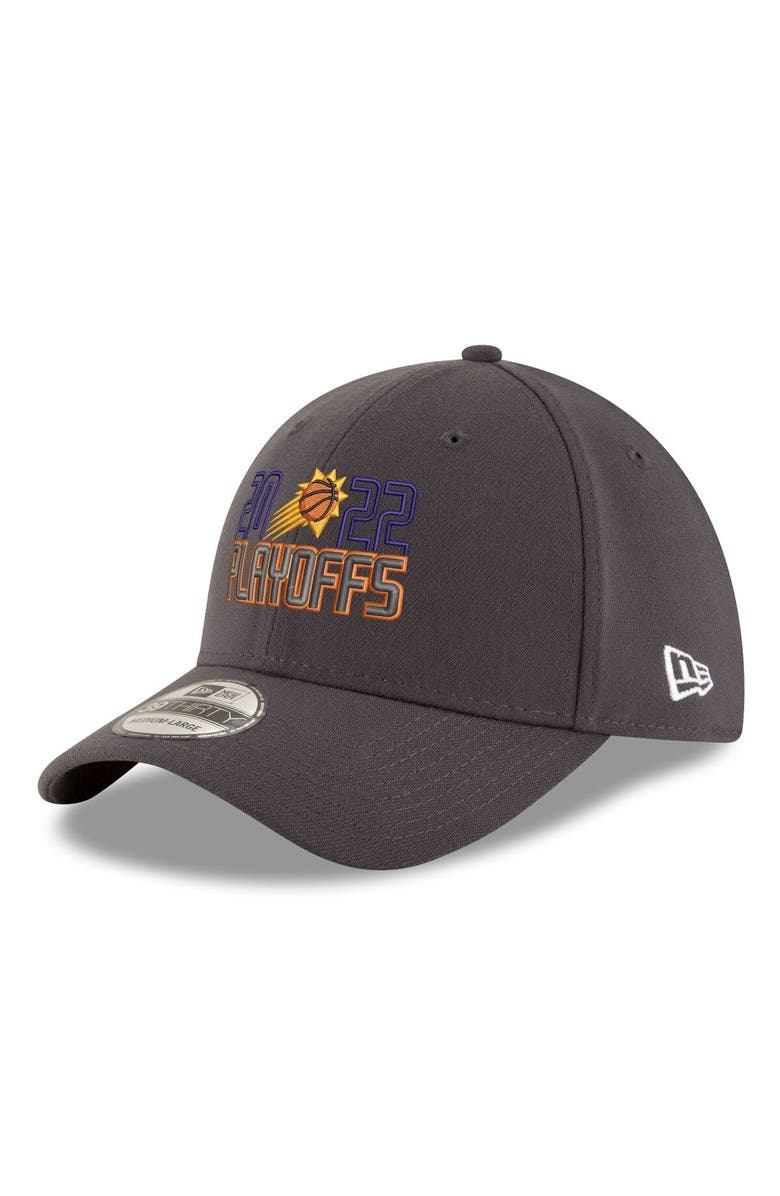 New Era Men's New Era Gray Phoenix Suns 2022 NBA Playoffs Bubble Letter 39THIRTY Flex Hat, Main, color, 