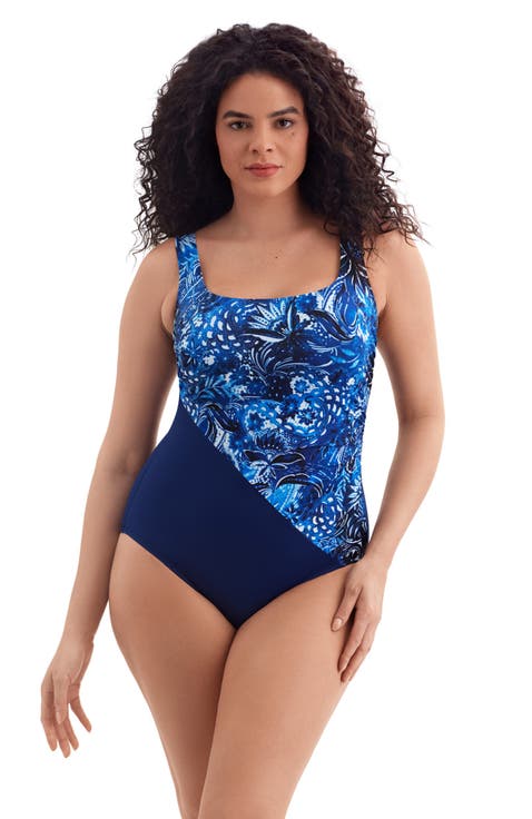 Side Shirred Tank Long Torso One-Piece Swimsuit