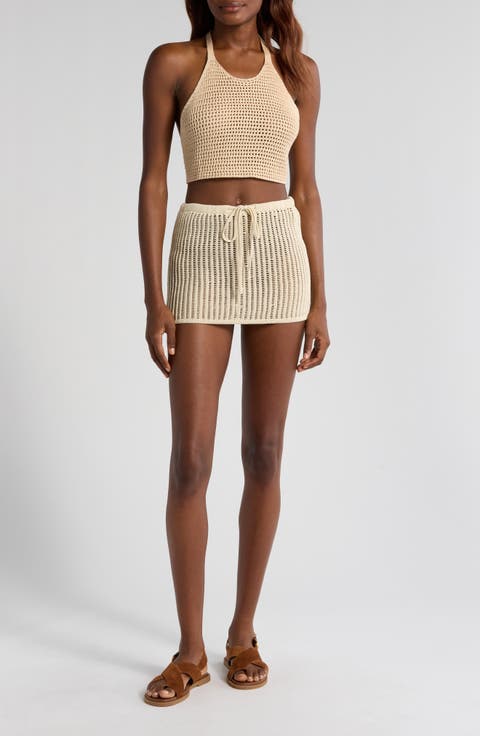 Open Stitch Cover-Up Miniskirt