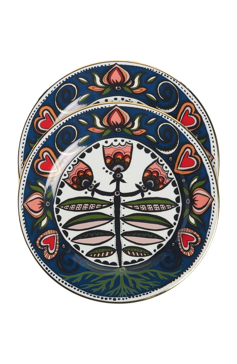 La DoubleJ Dessert Plates Set Of 2 Seed Of Life Midnight, Alternate, color, Seed Of Life Midnight