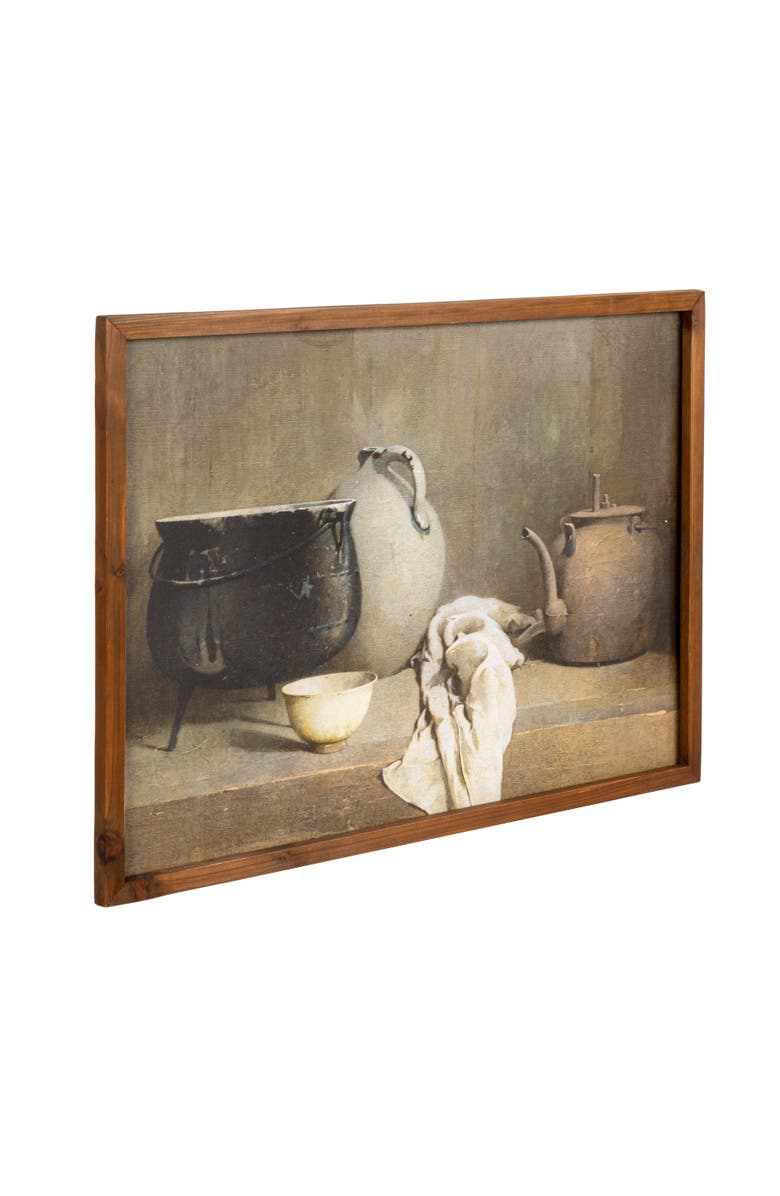 Storied Home Wood Framed Glass Wall Décor with Still Life, Multicolor, Main, color, Grey