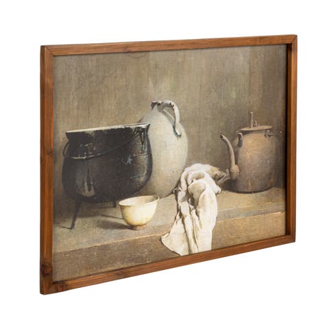 Wood Framed Glass Wall Décor with Still Life, Multicolor