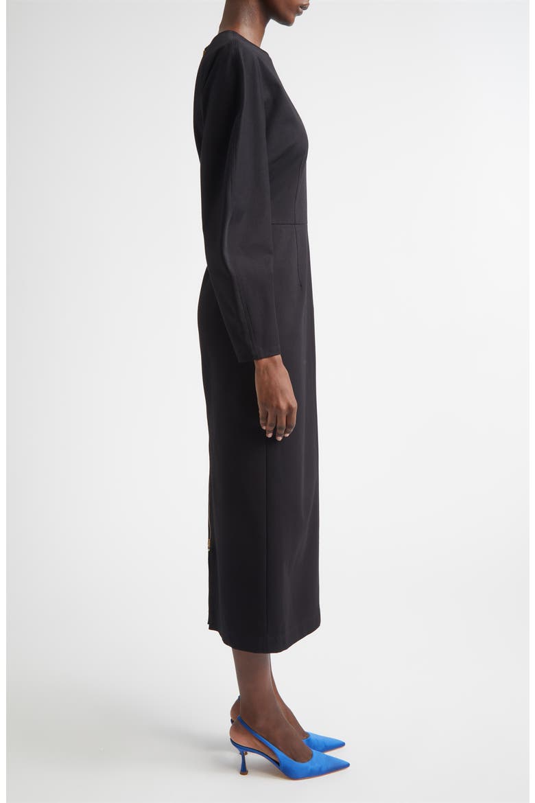 Arc Sleeve Midi Dress, Alternate, color, BLACK