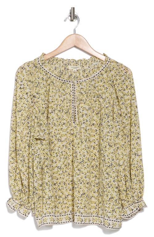 Max Studio Floral Balloon Sleeve Top In Yellow