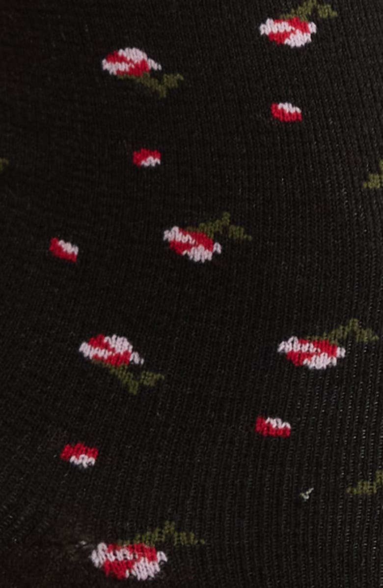 Casa Clara Penny Ruffle Crew Socks, Alternate, color, Black Rose