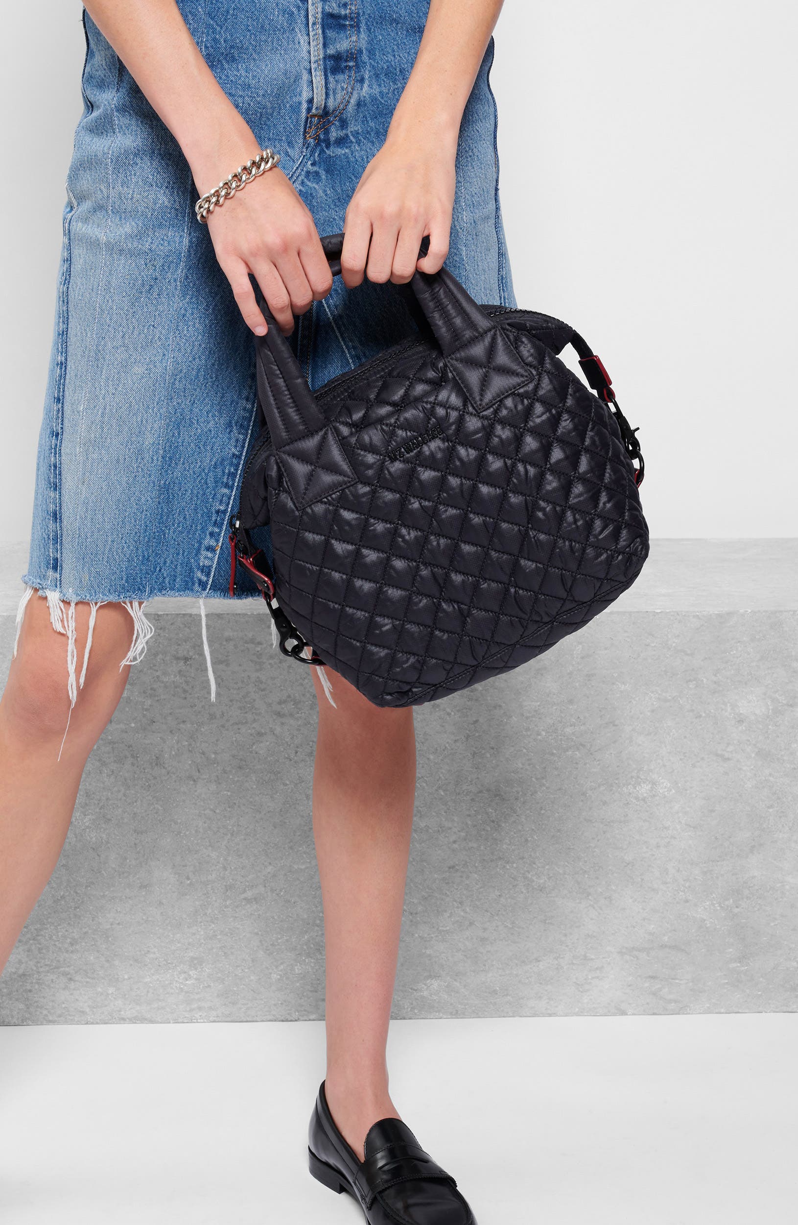 MZ Wallace Small Sutton Deluxe Quilted Crossbody Bag, Alternate, color, Black