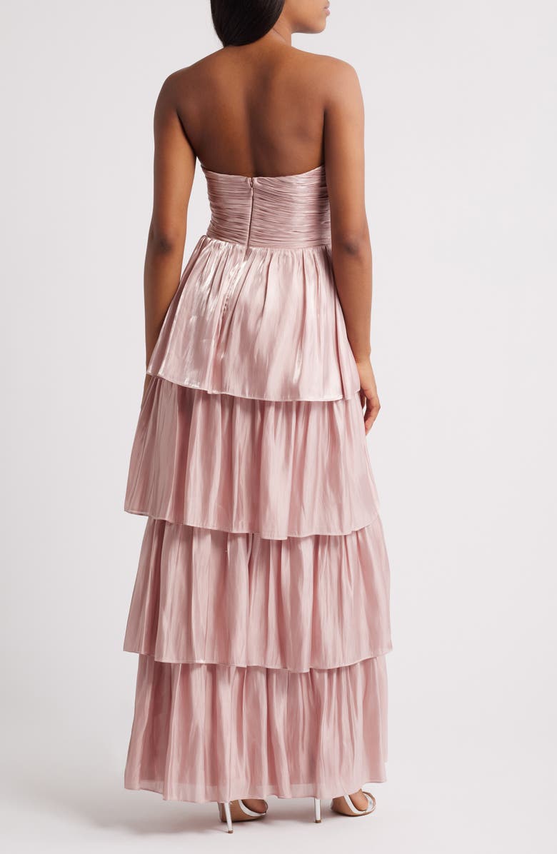 Tiered Ruffle Off the Shoulder Corset Gown