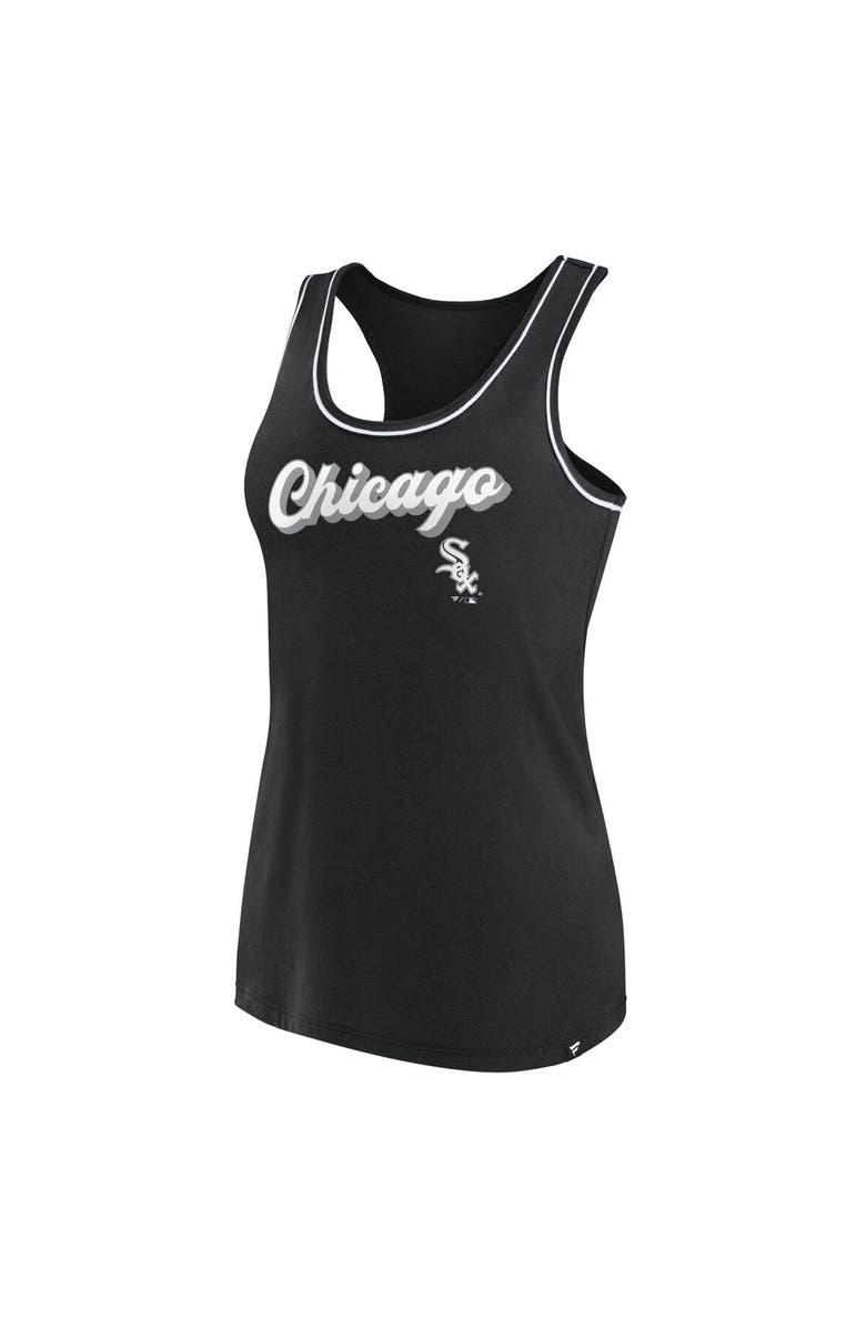 FANATICS Women's Fanatics Branded Black Chicago White Sox Wordmark Logo Racerback Tank Top, Alternate, color,