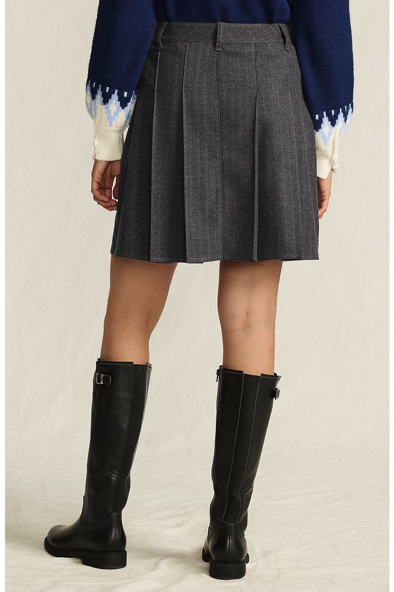 Plus Size Brushed Flannel Pleated Mini Skirt, Alternate, color, Dark Gray Herringbone