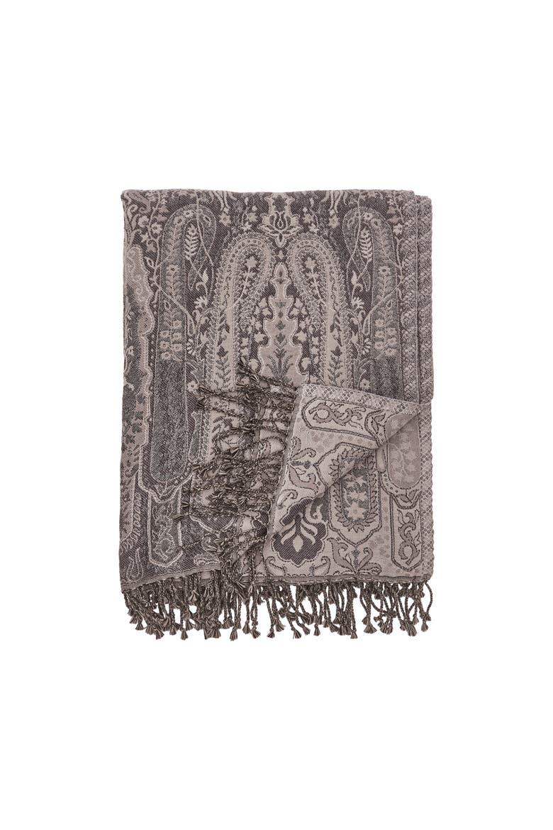 50" x 70" Nerina Fig Purple Cotton Accent Throw Blanket, Main, color, Grey