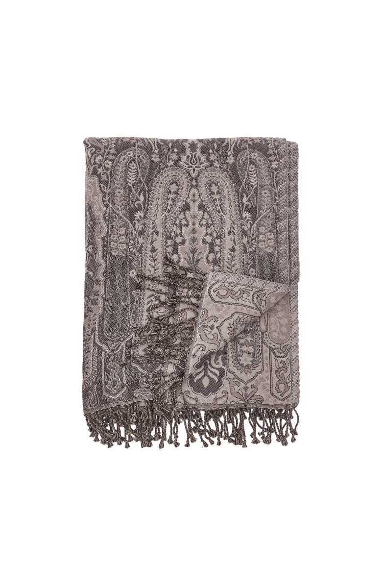 ELISABETH YORK 50" x 70" Nerina Fig Purple Cotton Accent Throw Blanket, Main, color, Grey