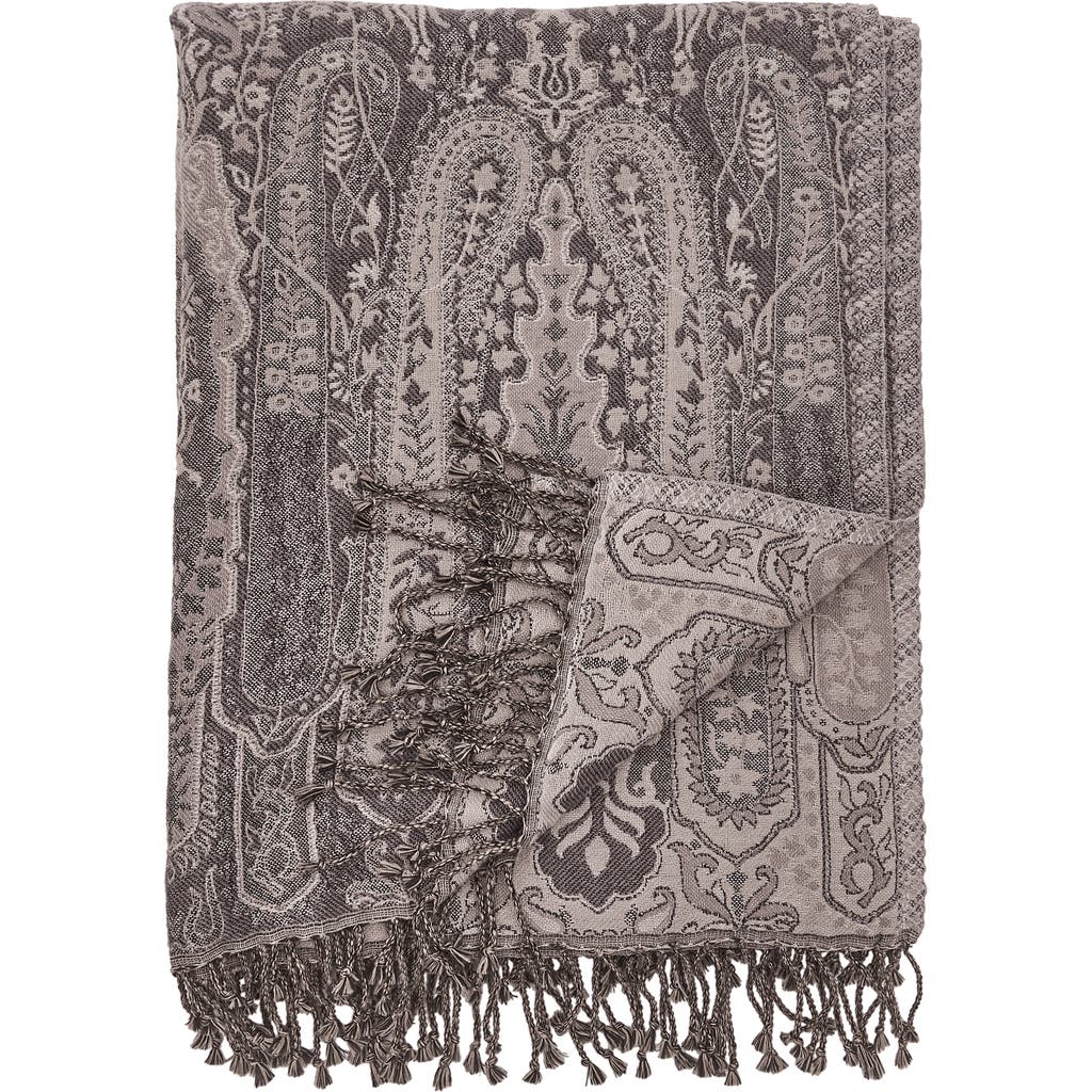 Elisabeth York 50" X 70" Nerina Fig Purple Cotton Accent Throw Blanket In Brown