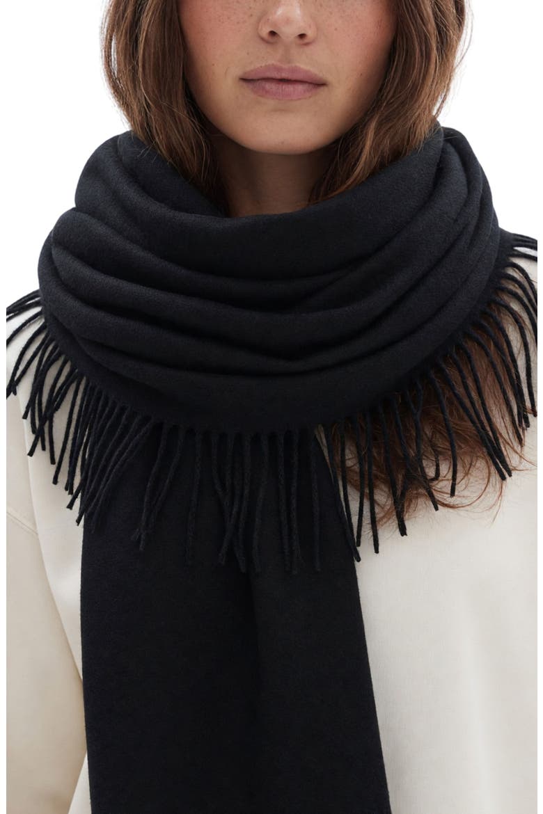 Double Fringe Scarf, Alternate, color, BLACK