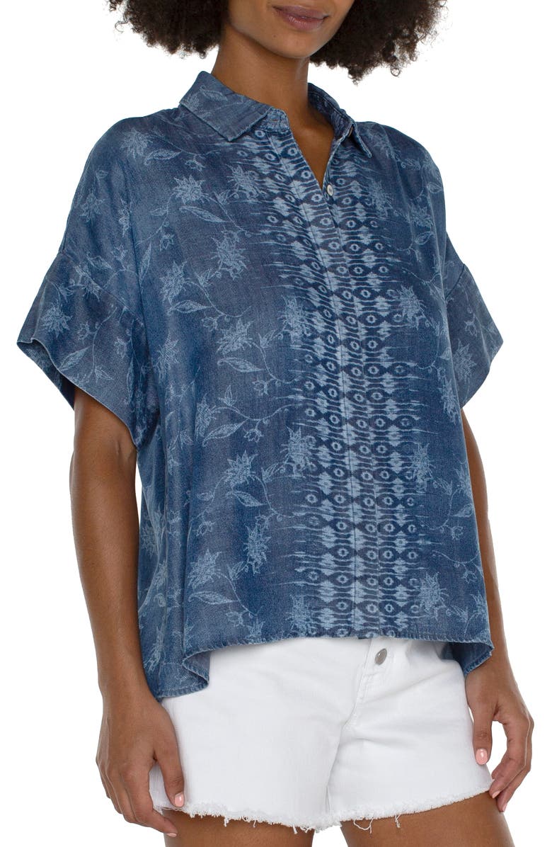 Liverpool Los Angeles Floral Print Camp Shirt, Alternate, color, 